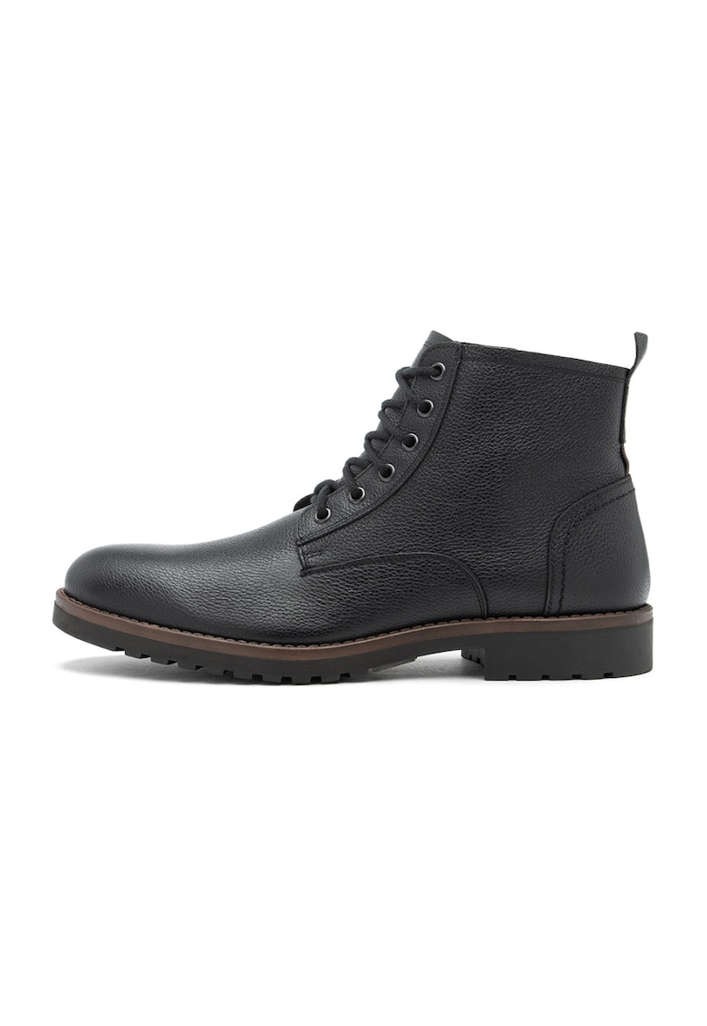 Ghete din piele Olivier - Negru/Negru stins