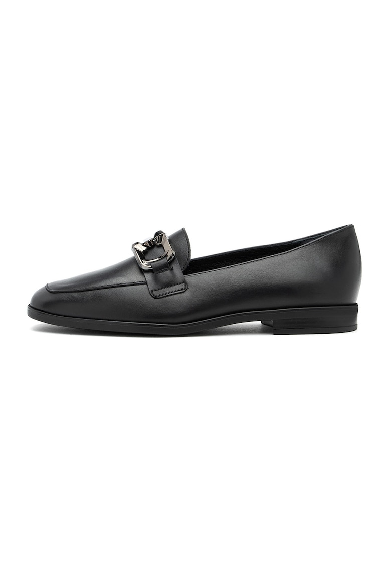 Pantofi loafer cu accesoriu decorativ - Negru