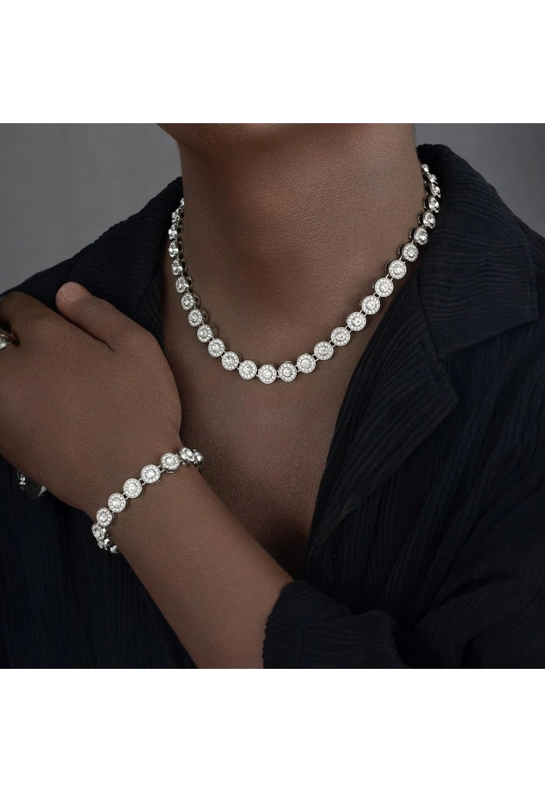 Colier tennis cuban - argintiu - cu pietre din zirconiu - Delan C11