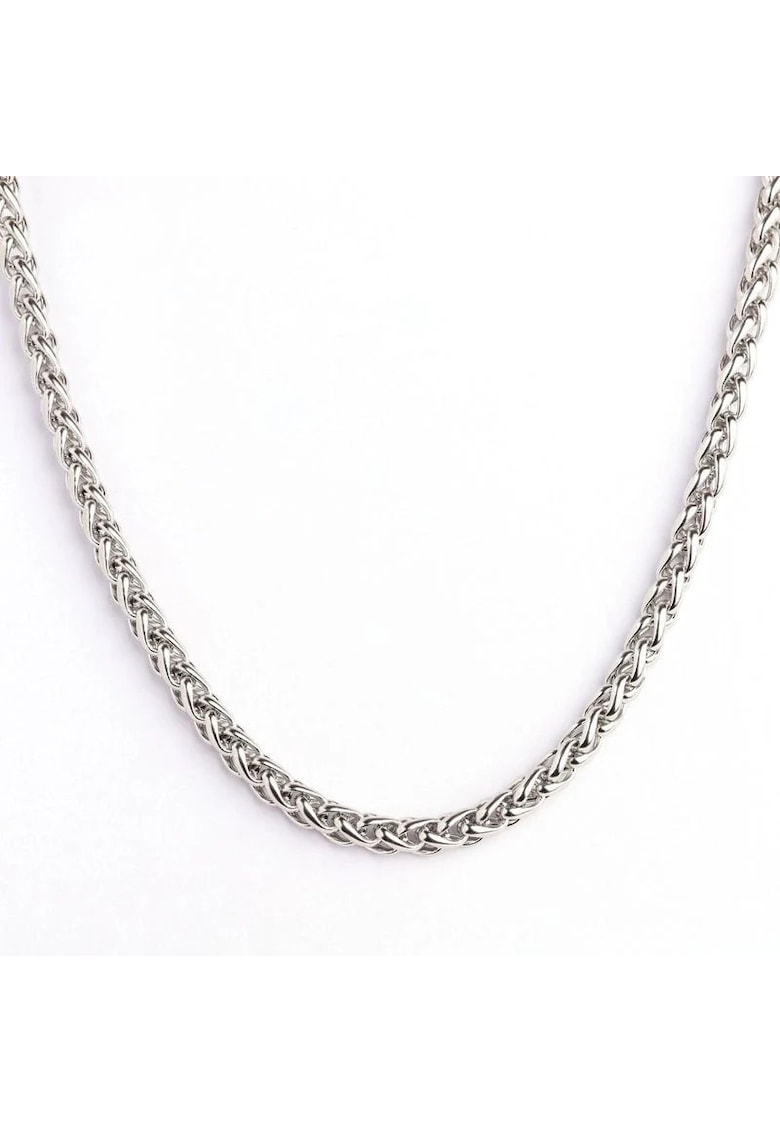 Colier barbati - argintiu - din otel inoxidabil - suflat cu aur 18k - impletit - Ralph C9