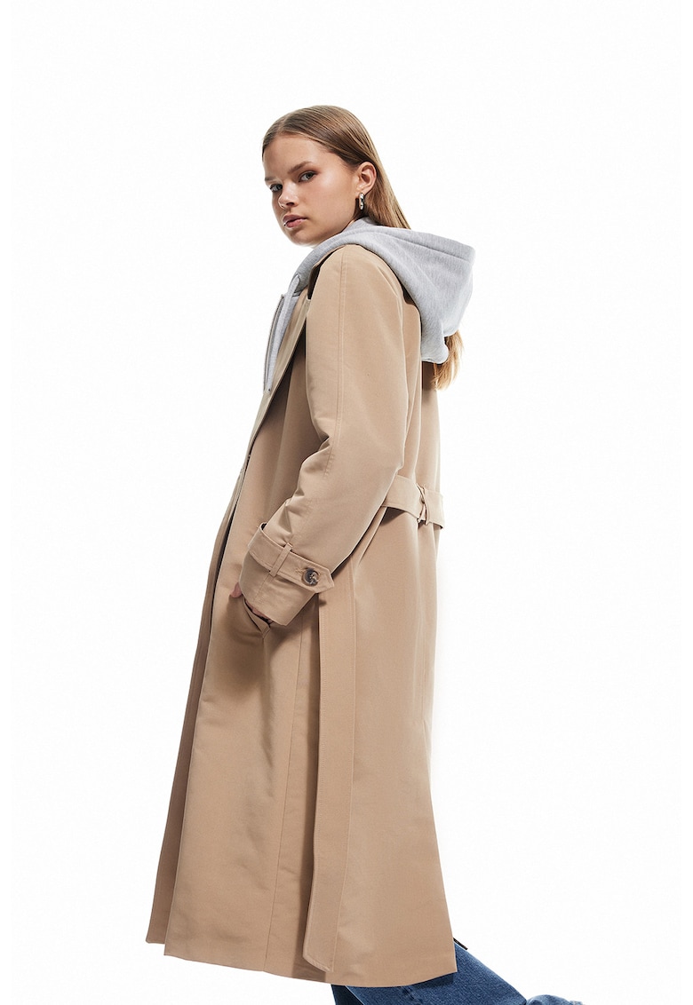 Palton uni cu buzunare laterale