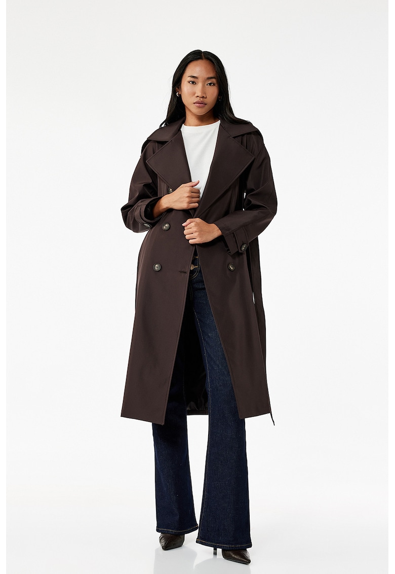 Palton lung regular-fit cu nasturi