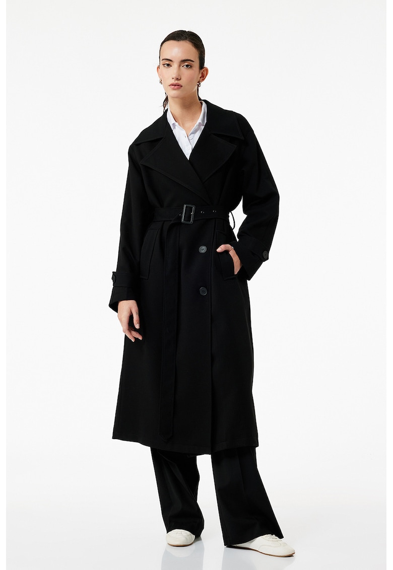 Palton lung supradimensionat cu buzunare