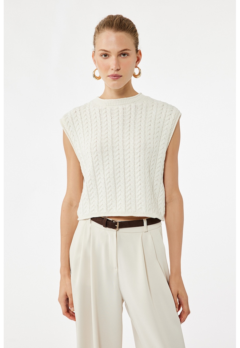 Pulover crop cu maneci scurte