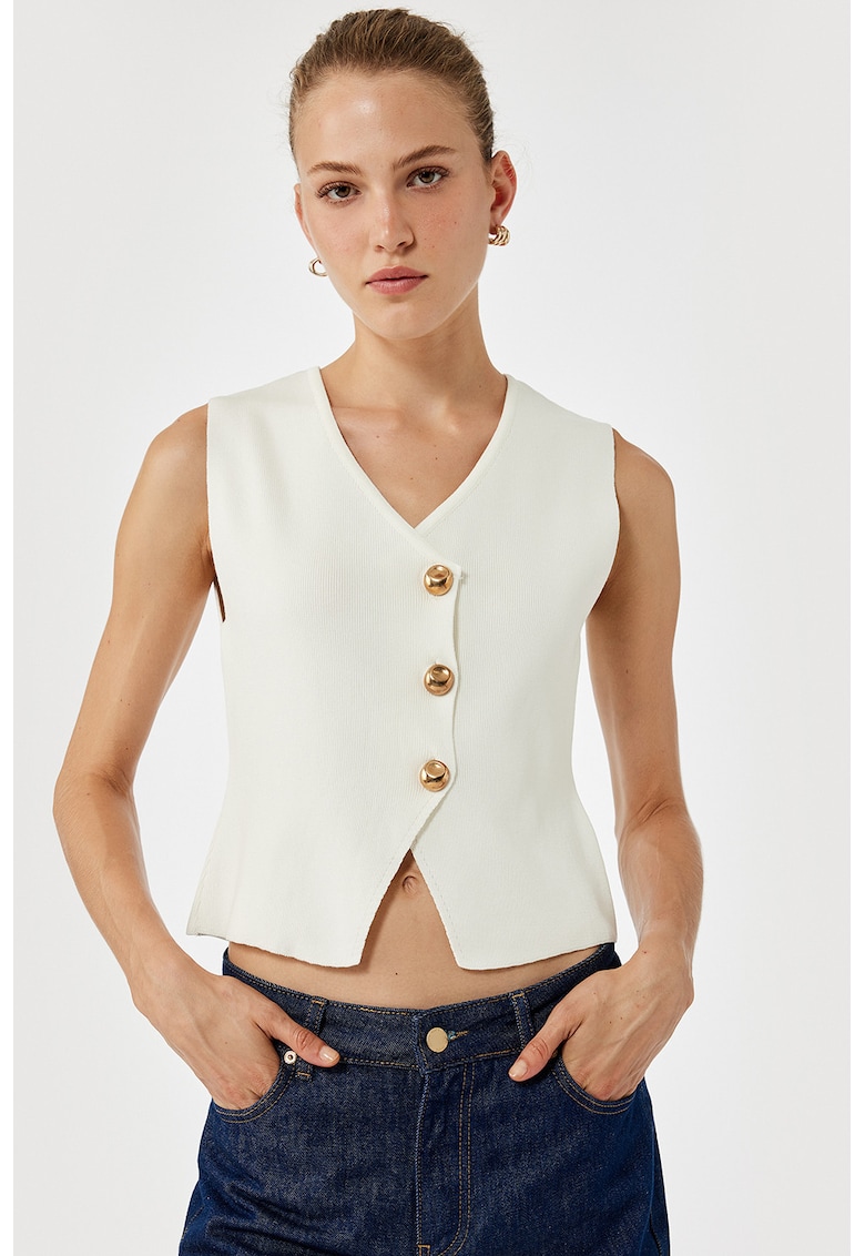 Vesta crop cu nasturi contrastanti