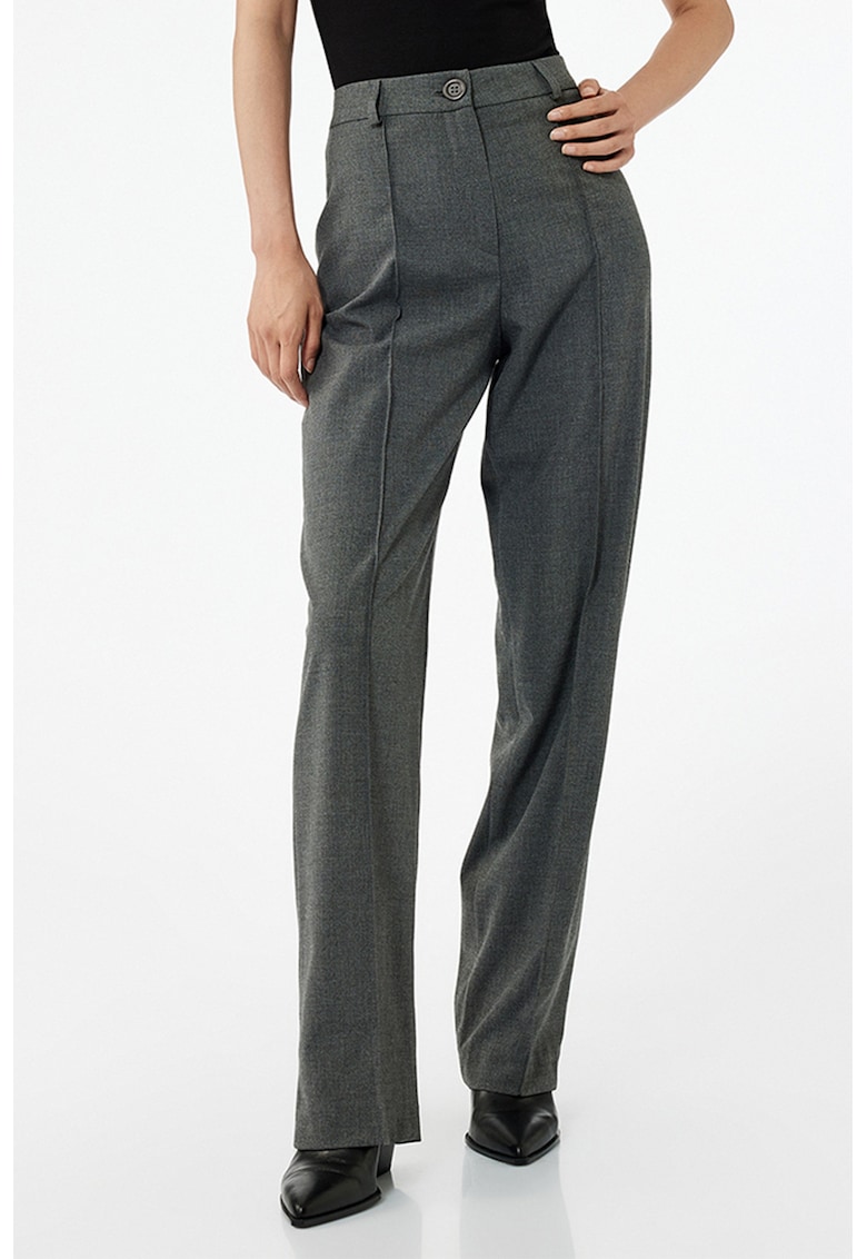 Pantaloni eleganti cu talie inalta si pensa