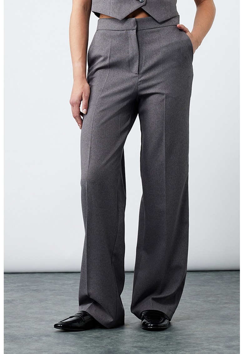 Pantaloni ampli uni - Gri inchis