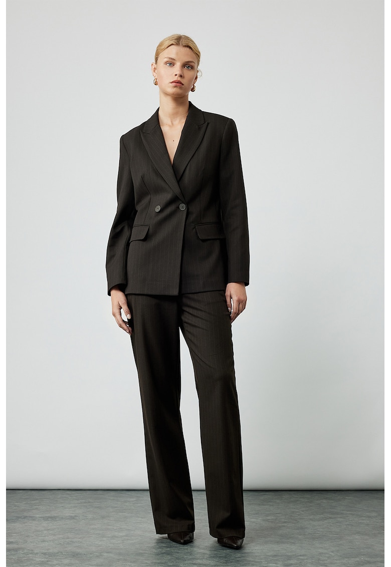 Sacou uni cu nasturi - Negru stins