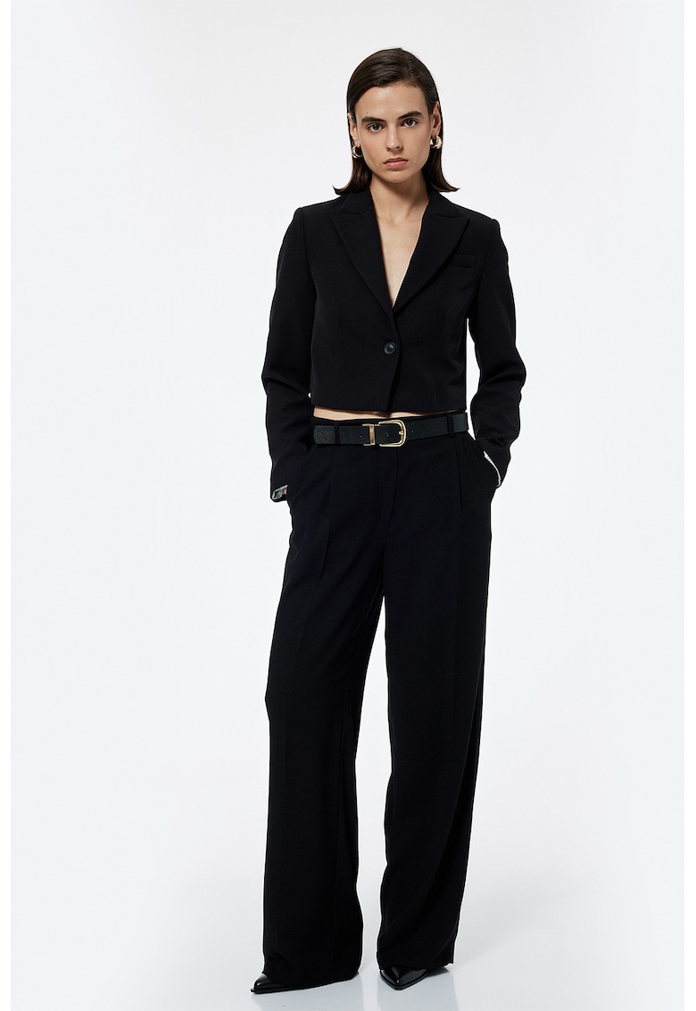 Sacou crop cu maneci lungi