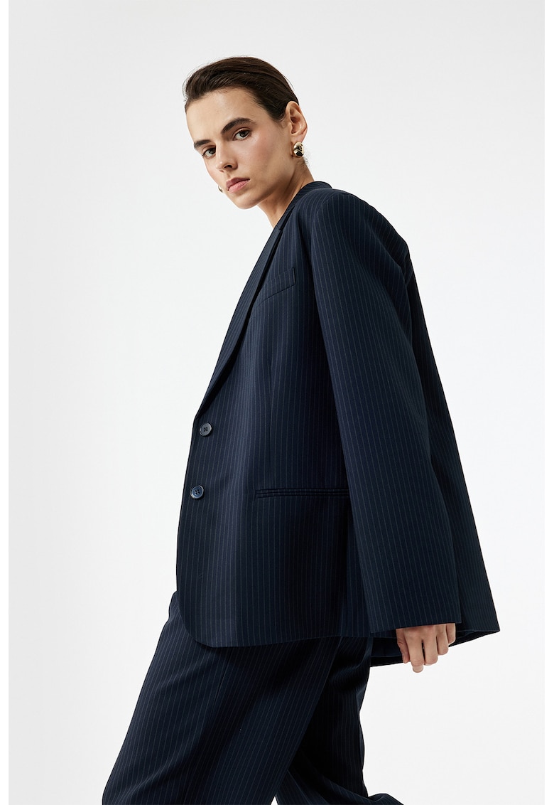 Sacou lejer cu dungi - Albastru ultramarin/Alb murdar