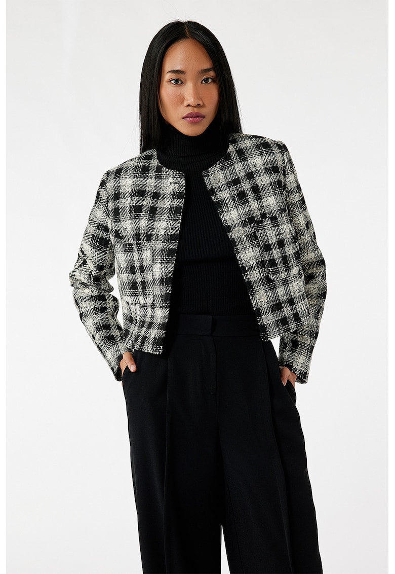 Sacou crop cu model in carouri