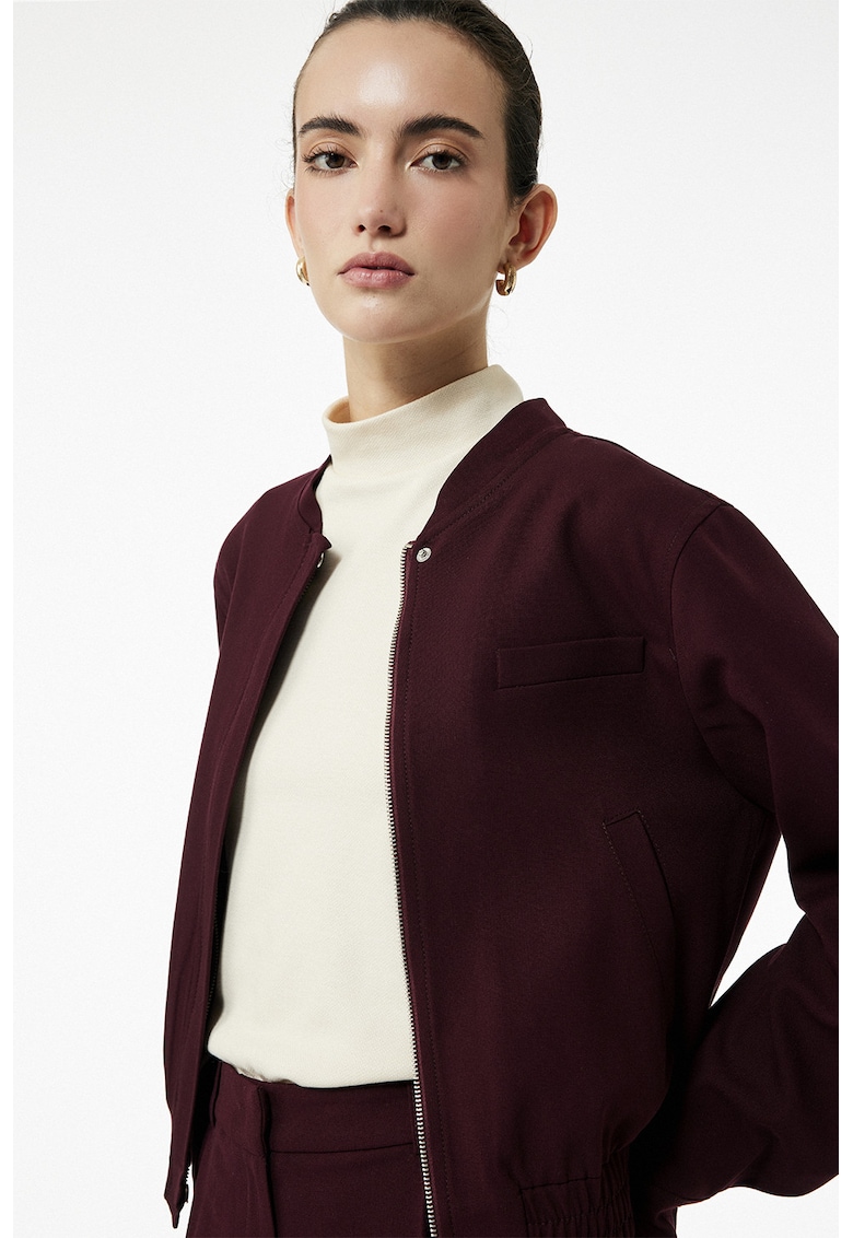 Jacheta crop cu fermoar