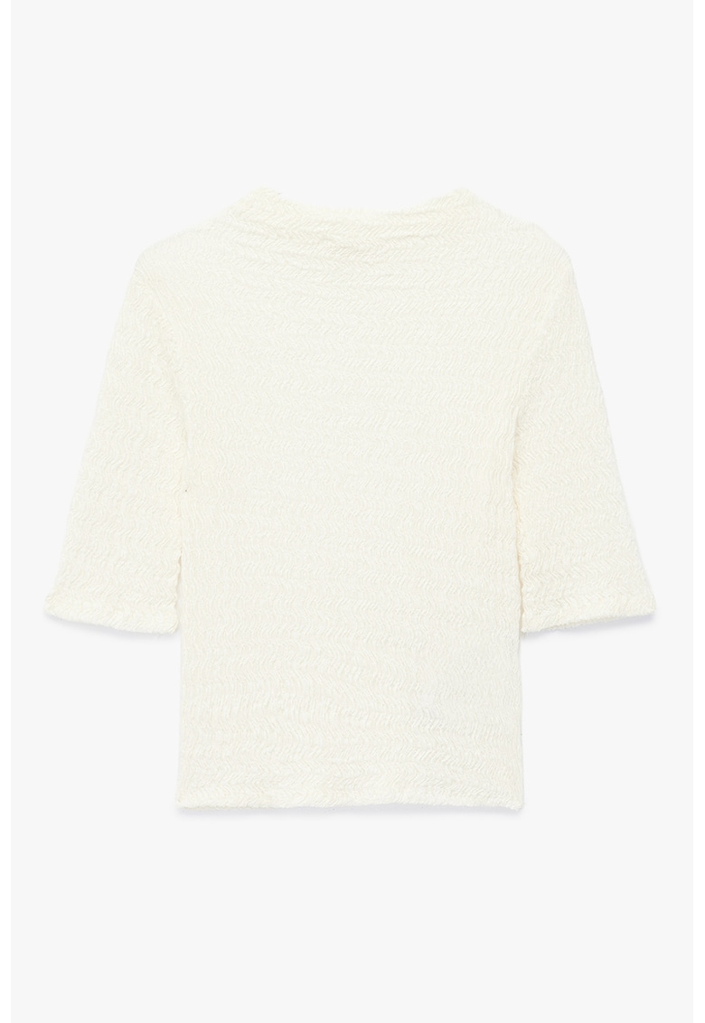 Tricou uni din amestec de bumbac - Crem