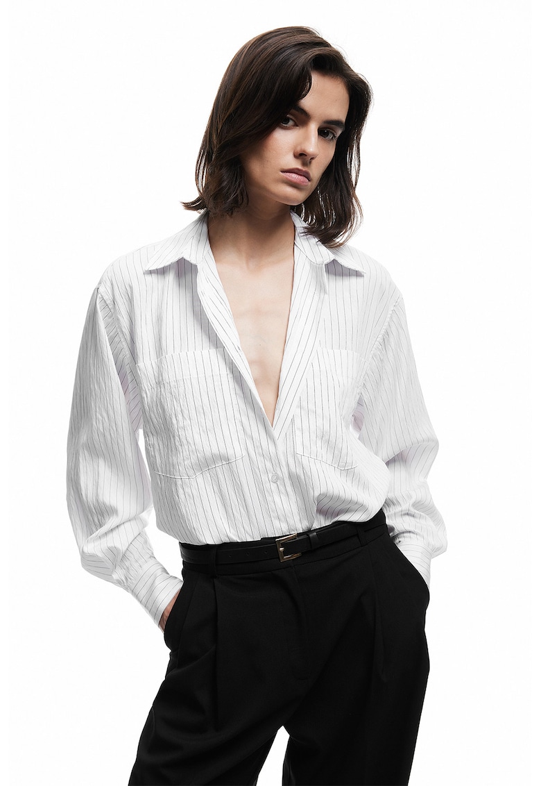 Camasa din amestec de modal cu buzunare pe piept