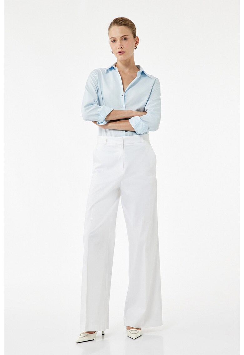 Camasa slim-fit cu guler ascutit - Albastru glaciar