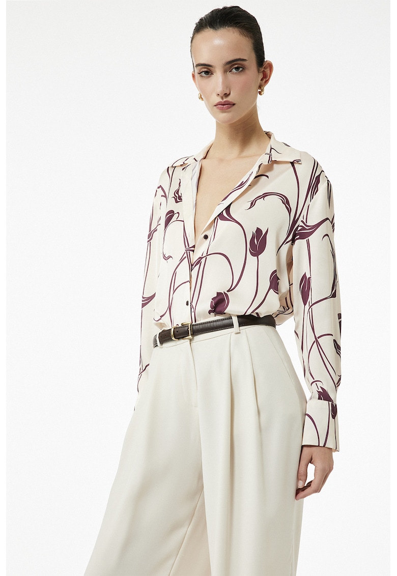 Camasa lejera din satin cu imprimeu