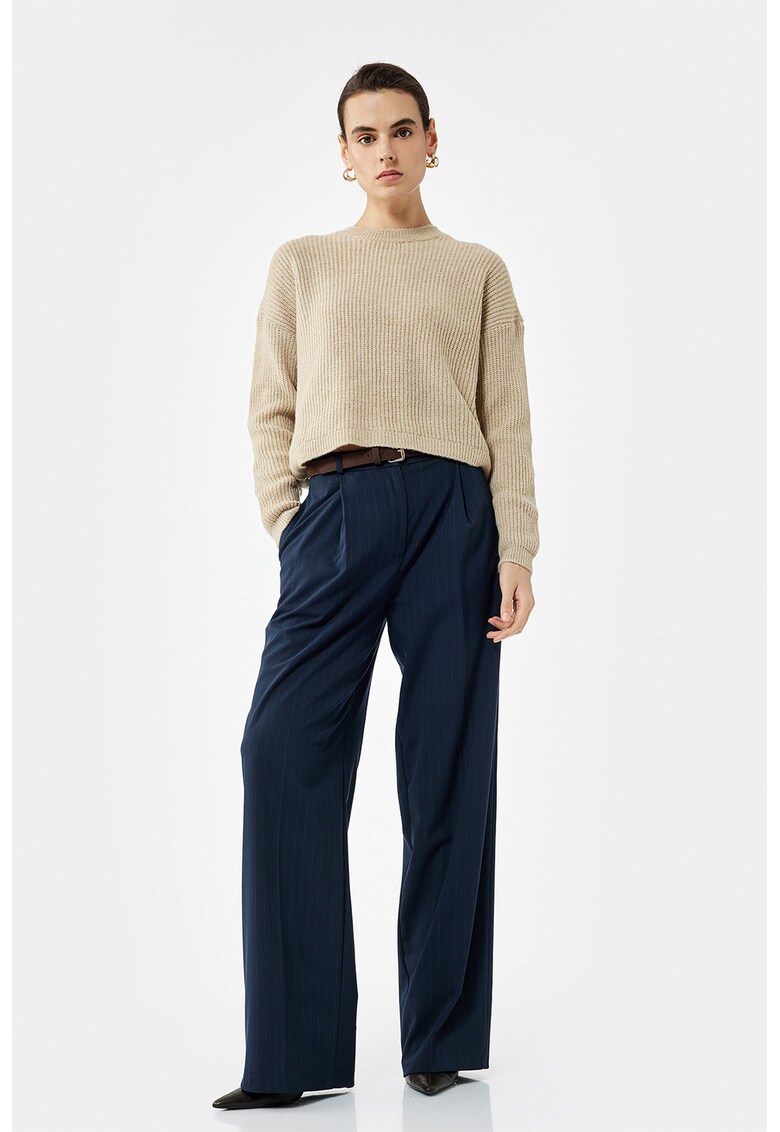 Pulover uni cu decolteu la baza gatului - Maro nisip