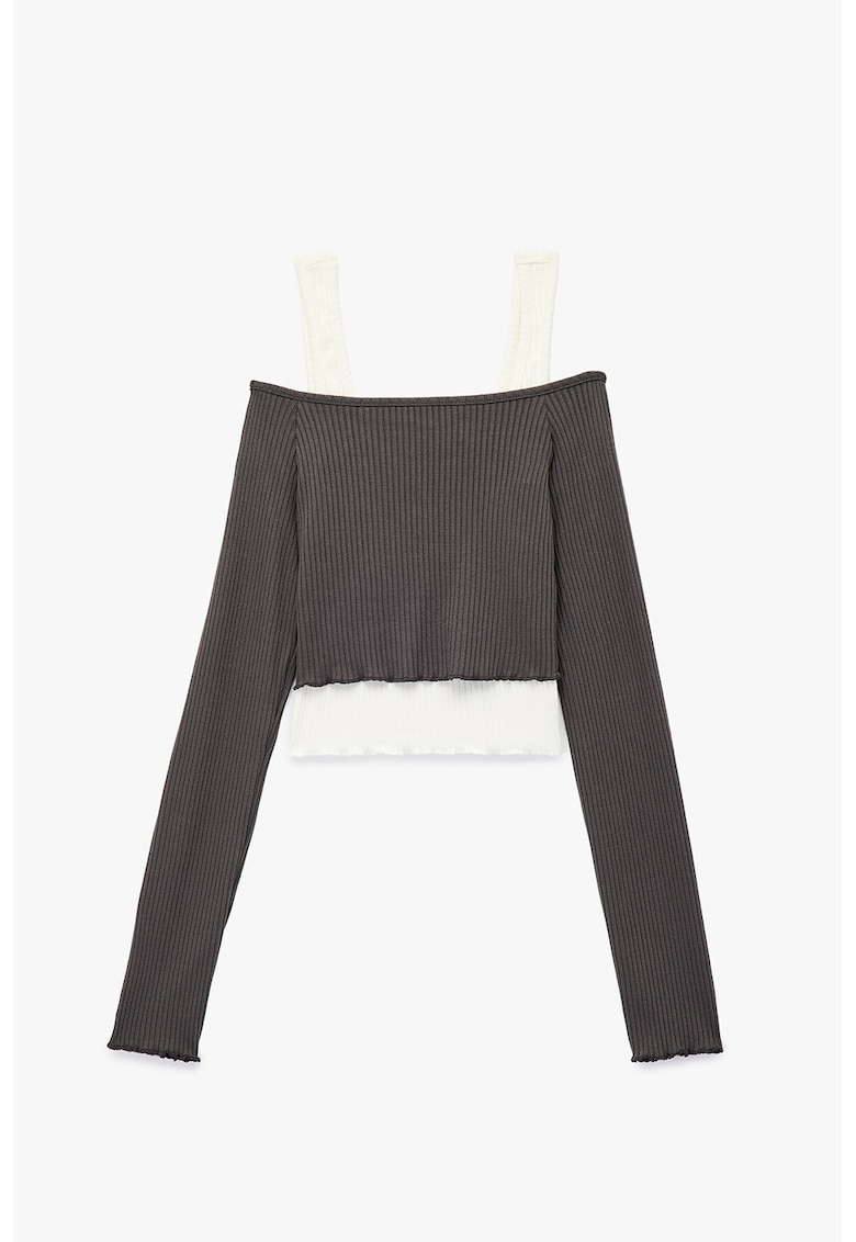 Pulover crop cu aspect 2-in-1