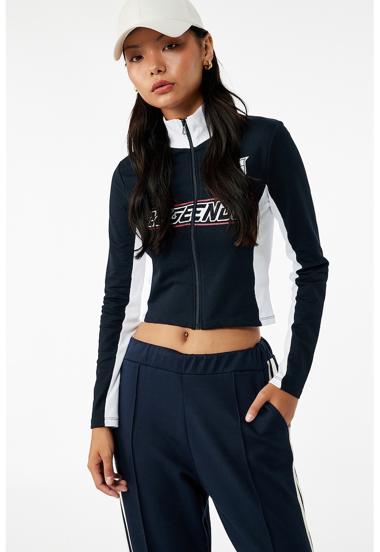 Bluza de trening slim-fit cu fermoar