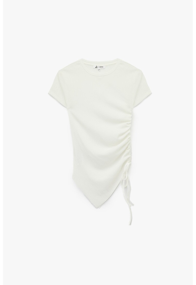 Bluza crop cu snururi laterale - Alb murdar