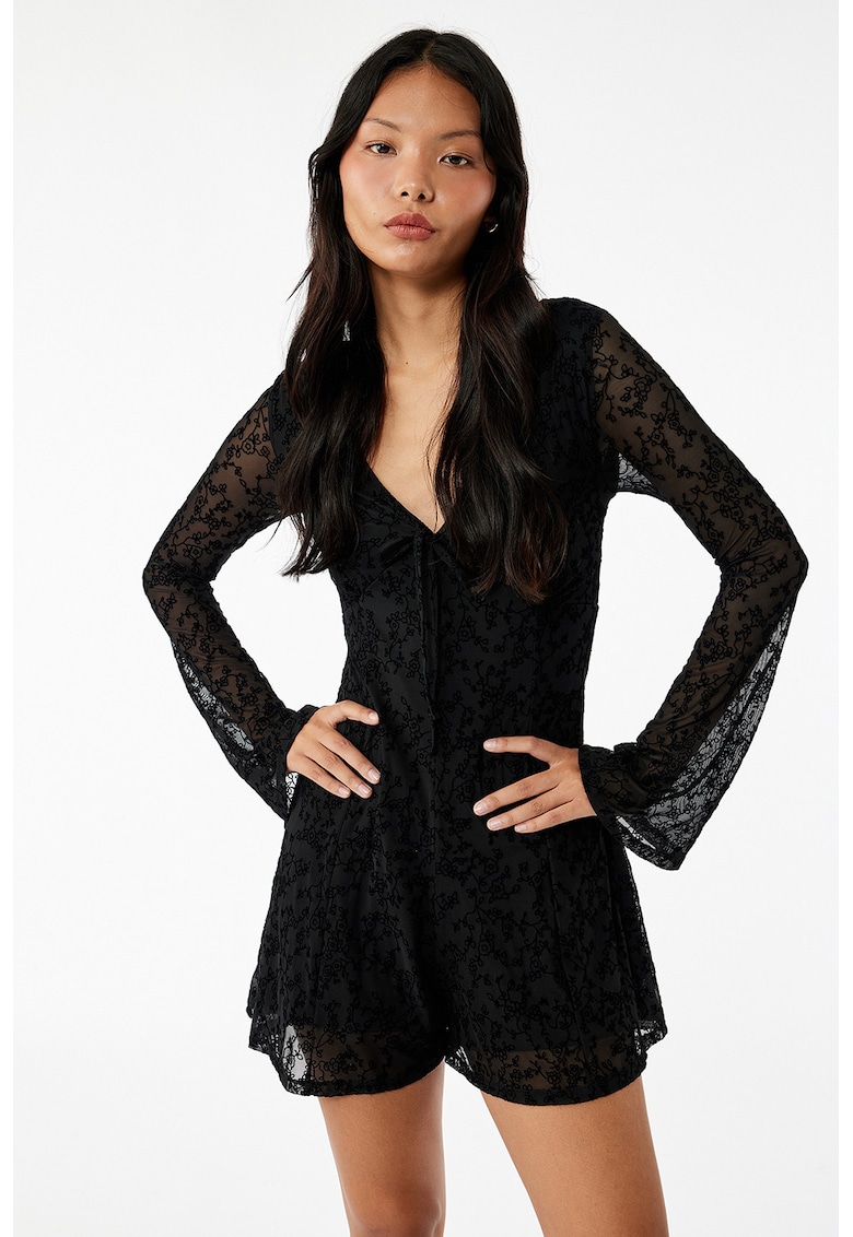 Salopeta scurta cu dantela florala