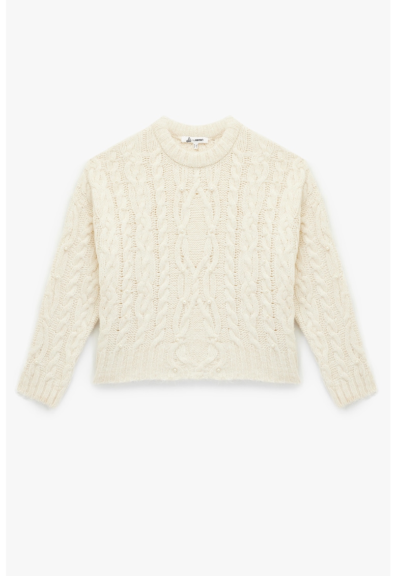 Pulover crop cu decolteu la baza gatului