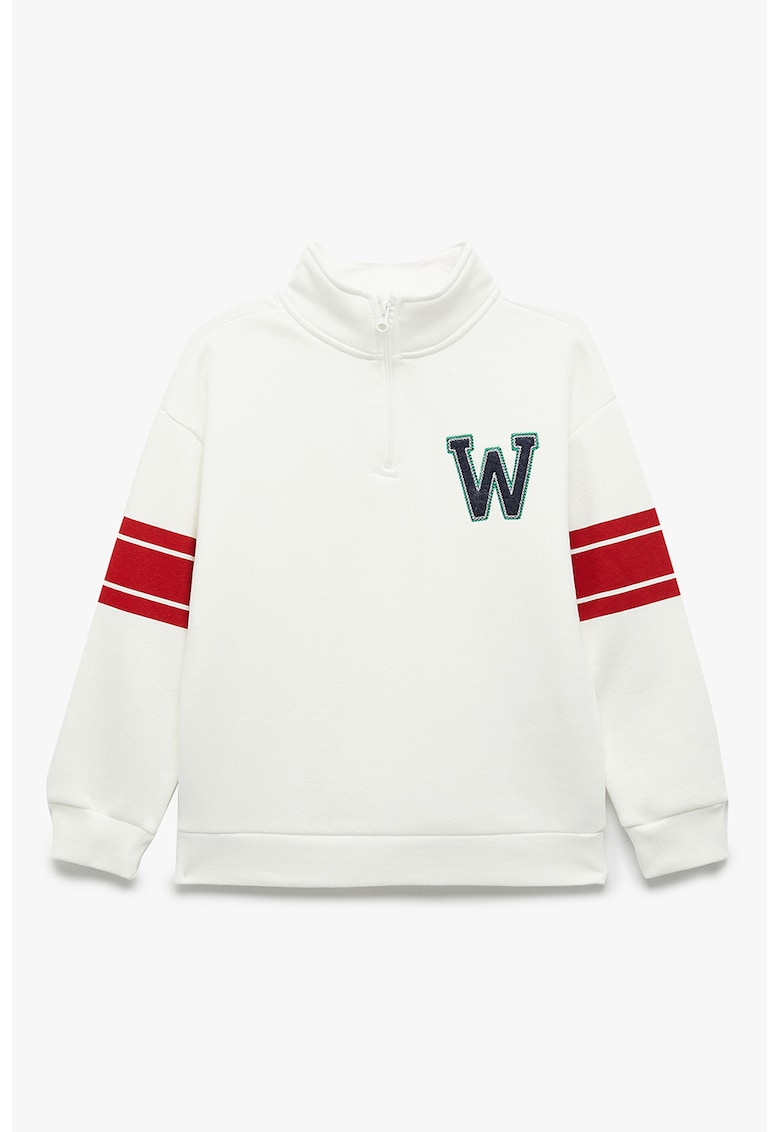 Bluza de trening din amestec de bumbac cu fenta cu fermoar