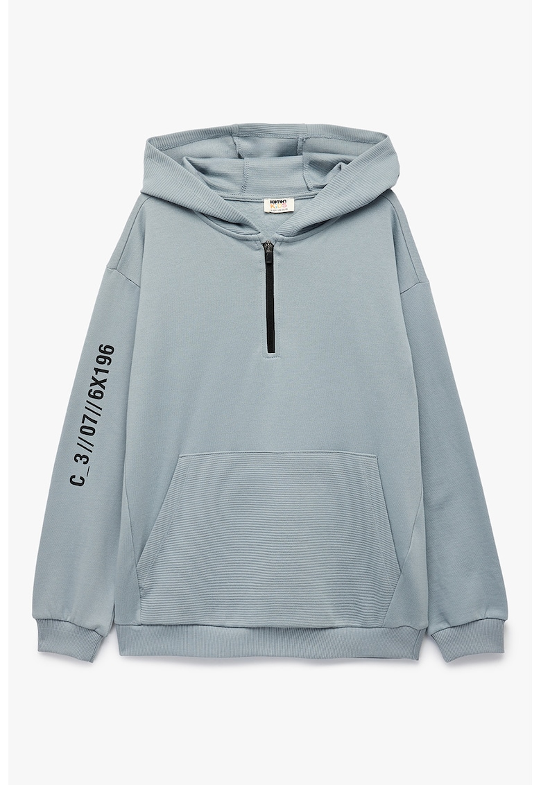 Hanorac din bumbac cu text - Gri cenusiu