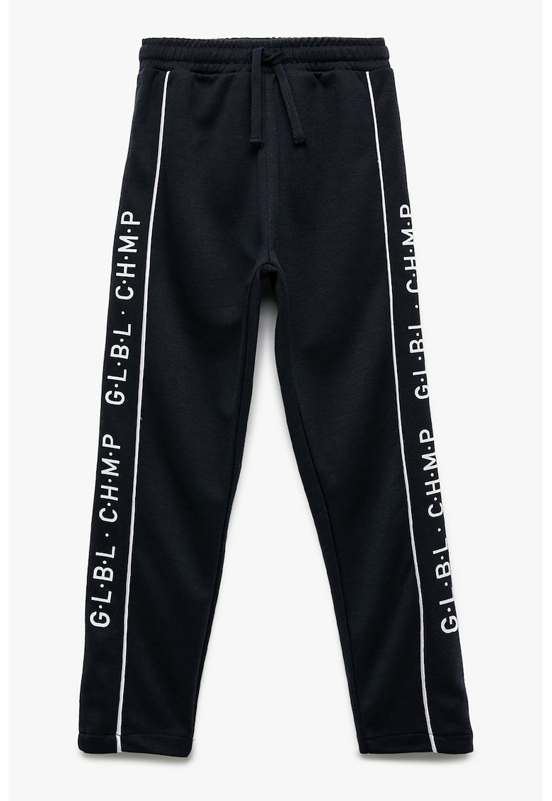 Pantaloni de trening cu design text si talie medie