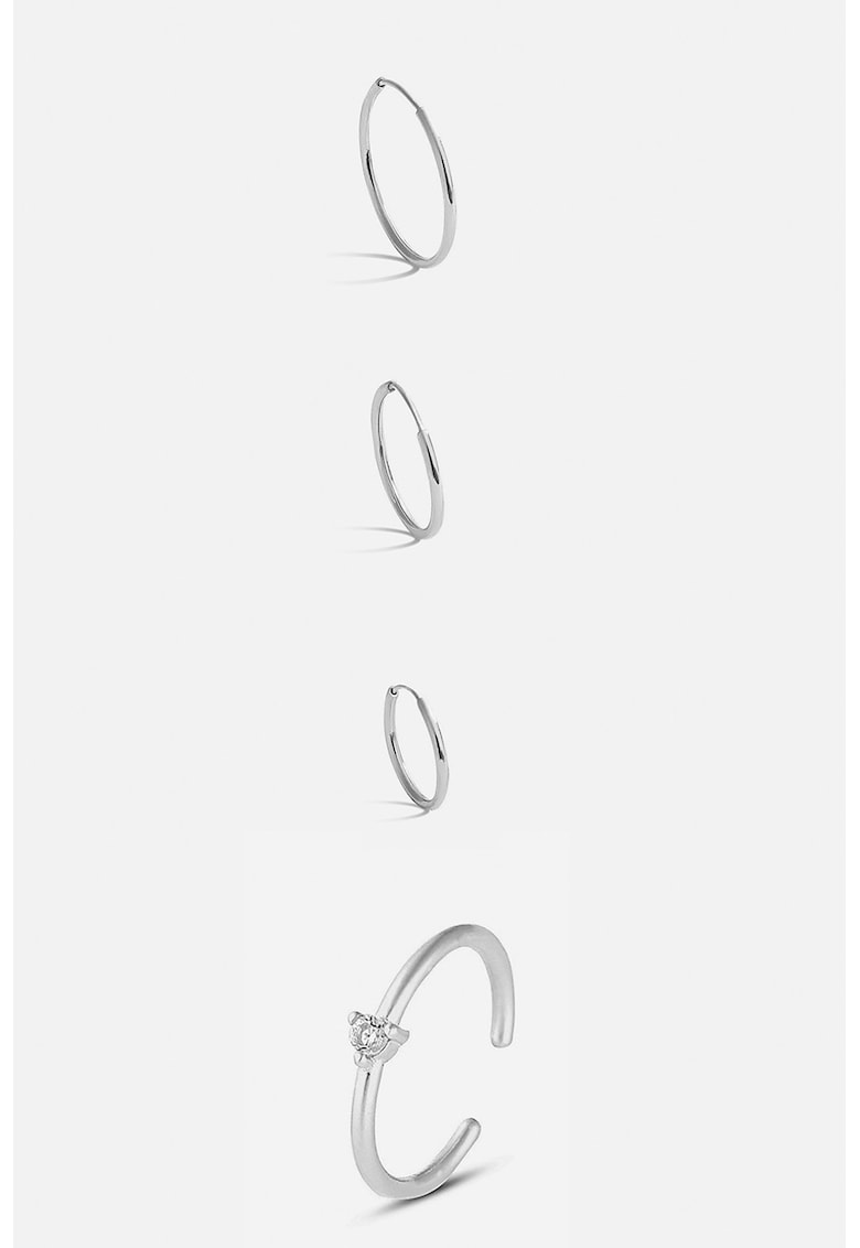 Set de cercei rotunzi din argint - 4 piese