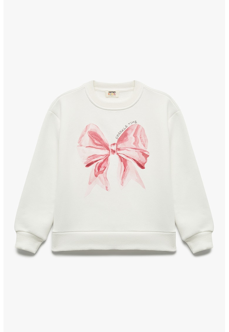 Bluza de trening cu decolteu la baza gatului si design funda