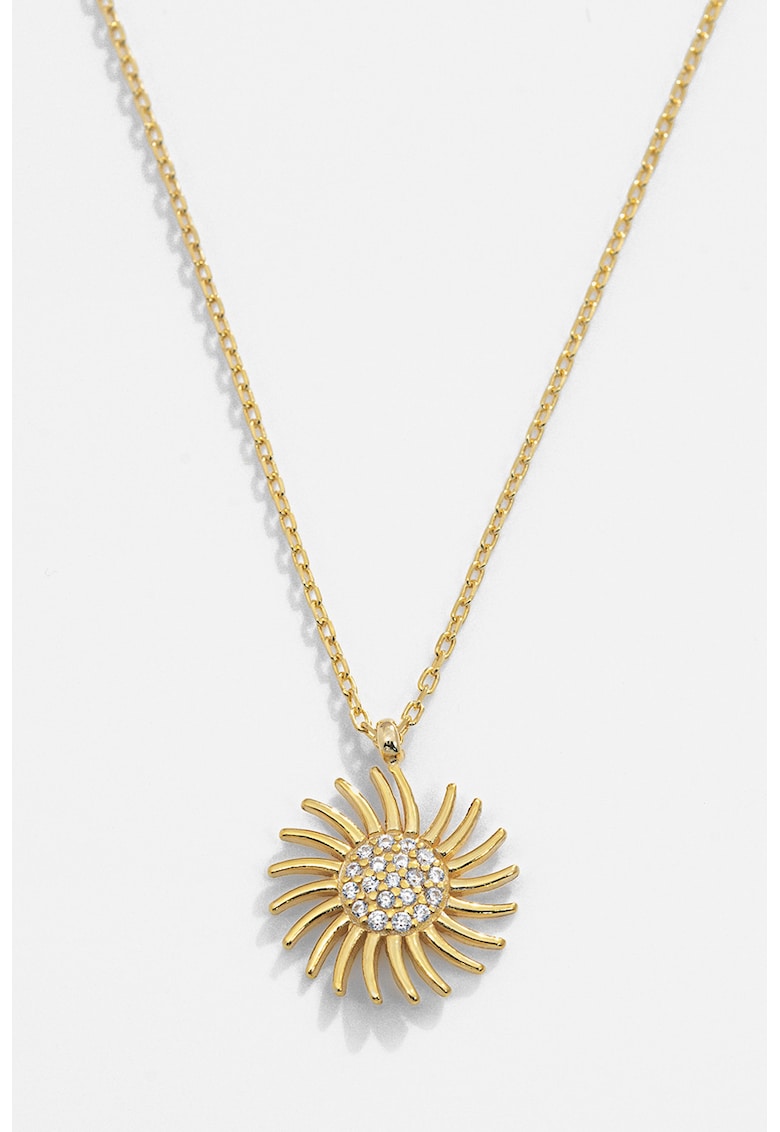 Colier din argint veritabil cu pandantiv in forma de soare cu zirconia