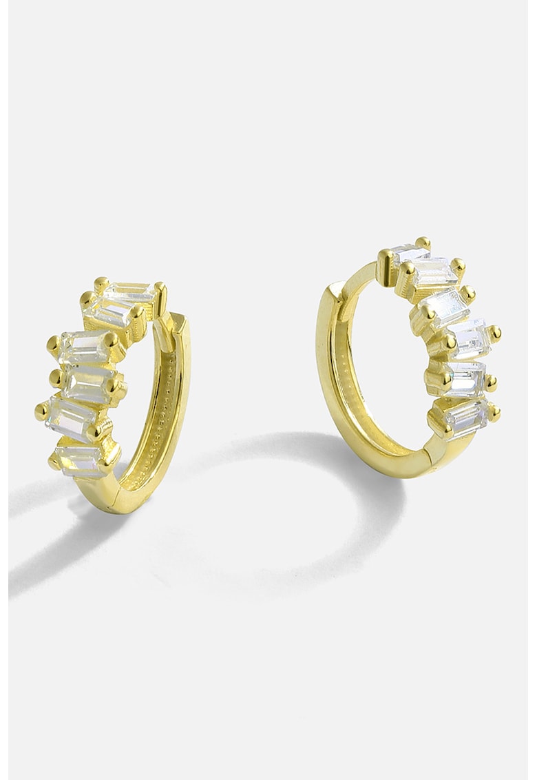 Cercei rotunzi din argint veritabil cu zirconia