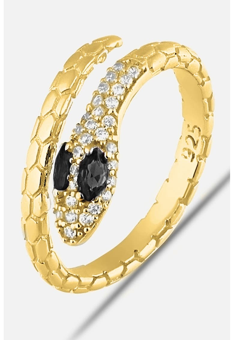 Inel din argint veritabil cu zirconia si motiv cu sarpe