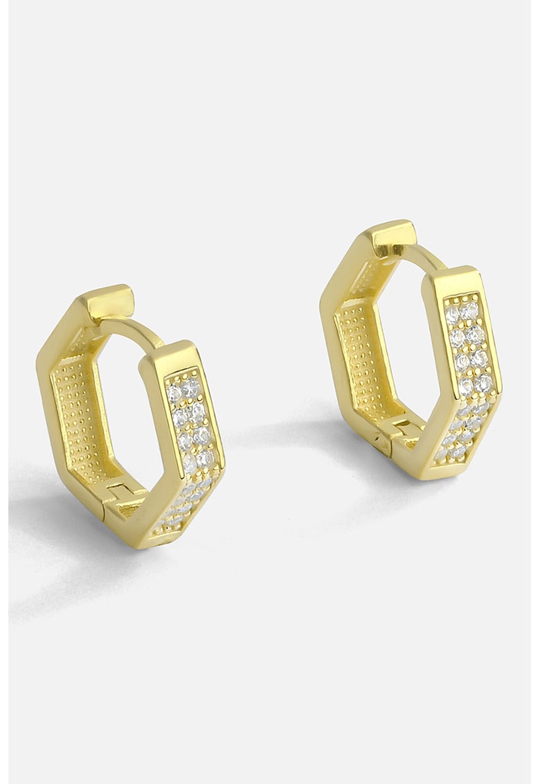 Cercei rotunzi hexagonali cu zirconia