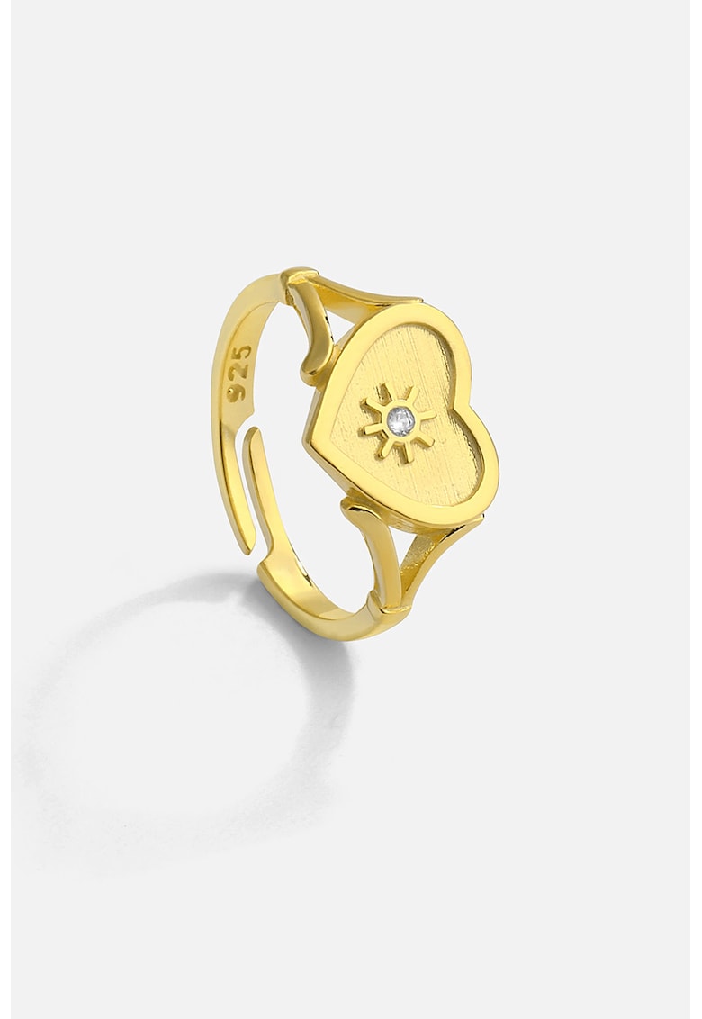 Inel din argint veritabil in forma de inima - Auriu