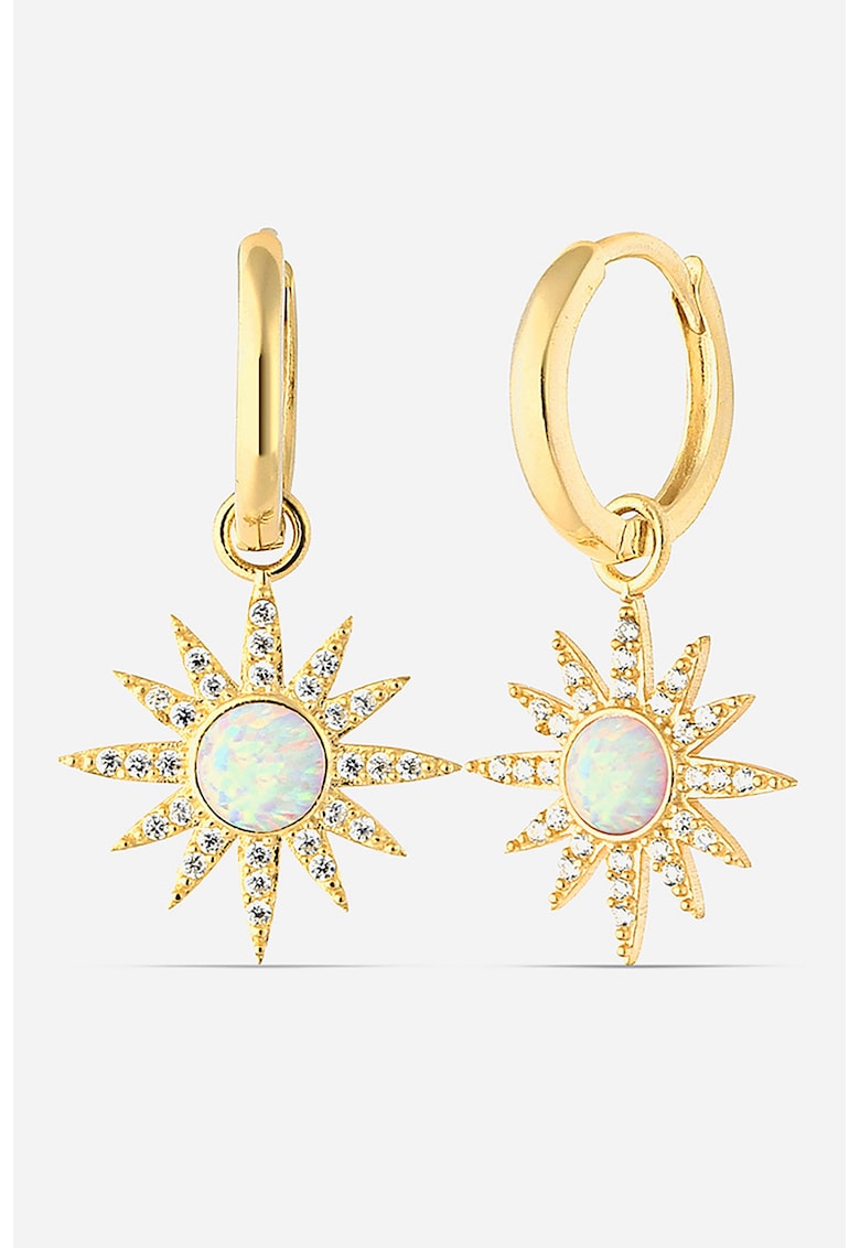 Cercei din argint veritabil 925 cu zirconia si opal