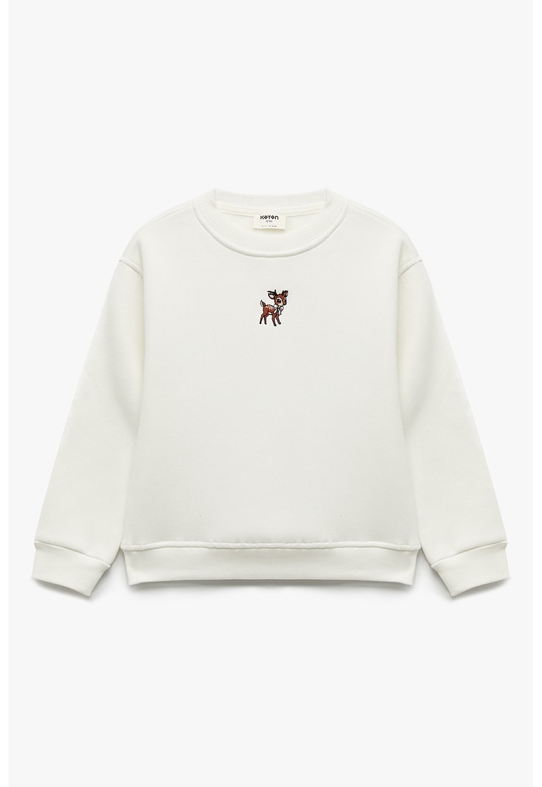 Bluza de trening regular fit cu decolteu la baza gatului - Alb