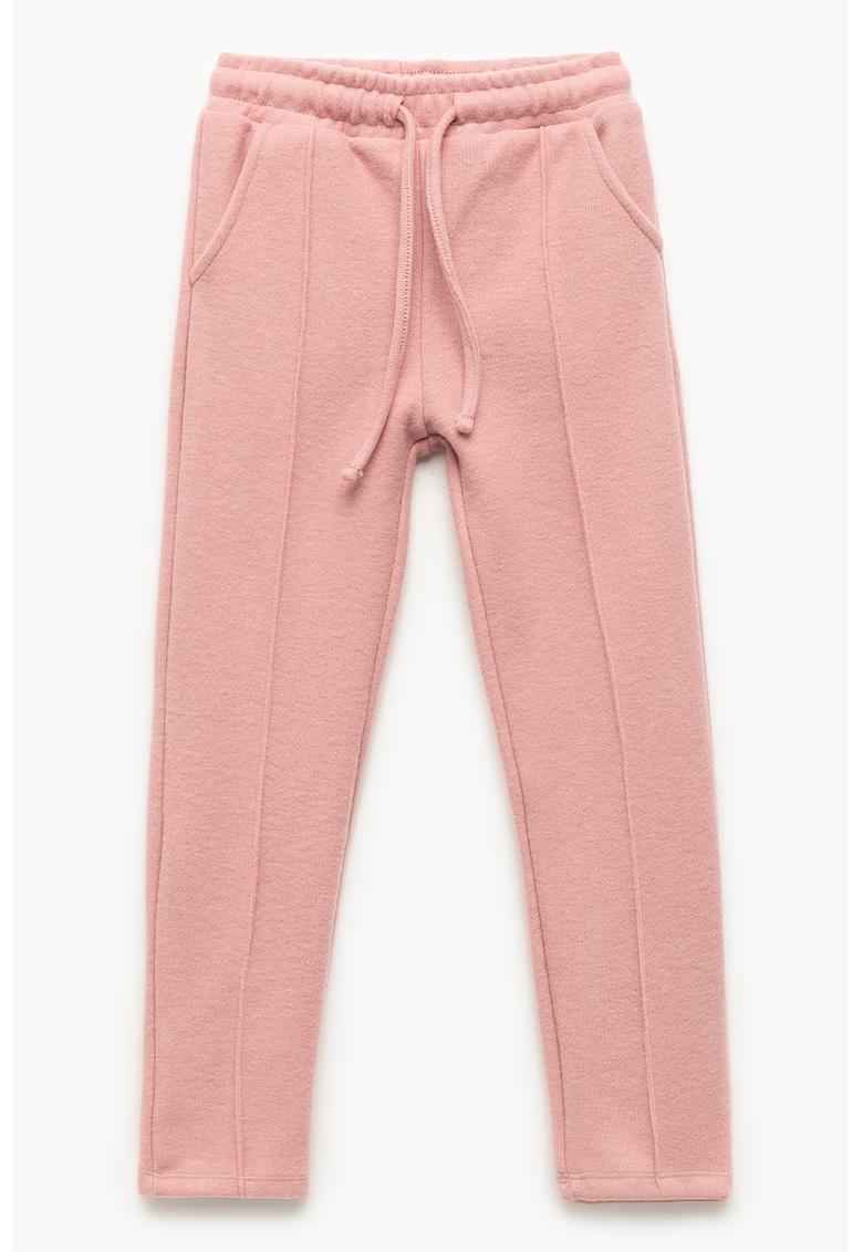 Pantaloni de trening cu model uni si snur de ajustare