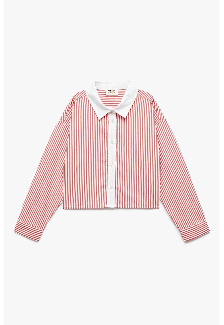 Camasa din bumbac cu model in dungi - Rosu/Alb