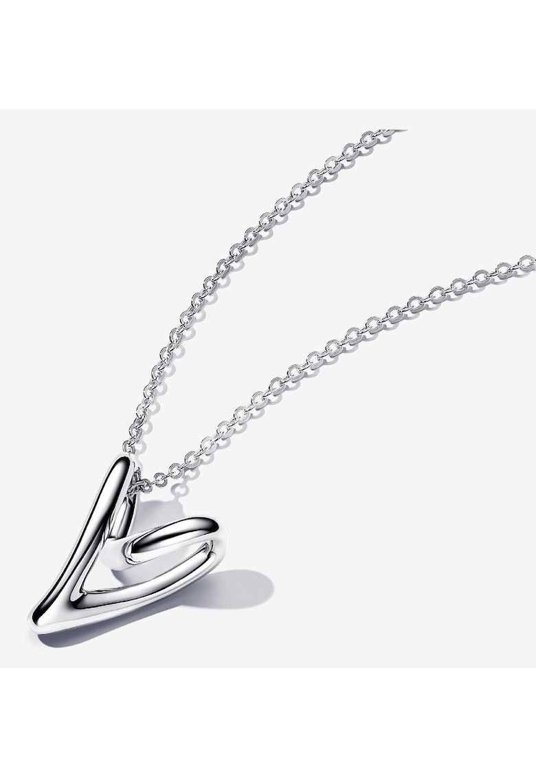 Colier cu pandantiv in forma de inima cu aspect organic - Argint 925