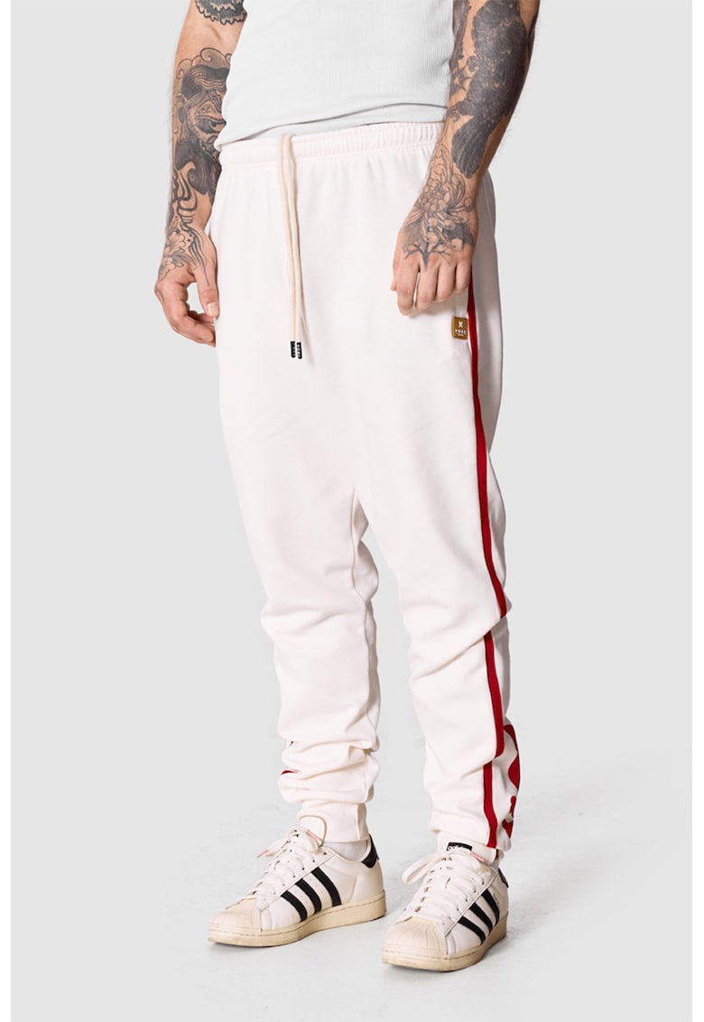 Porc Pantaloni de trening unisex cu logo - Rosu/Alb murdar