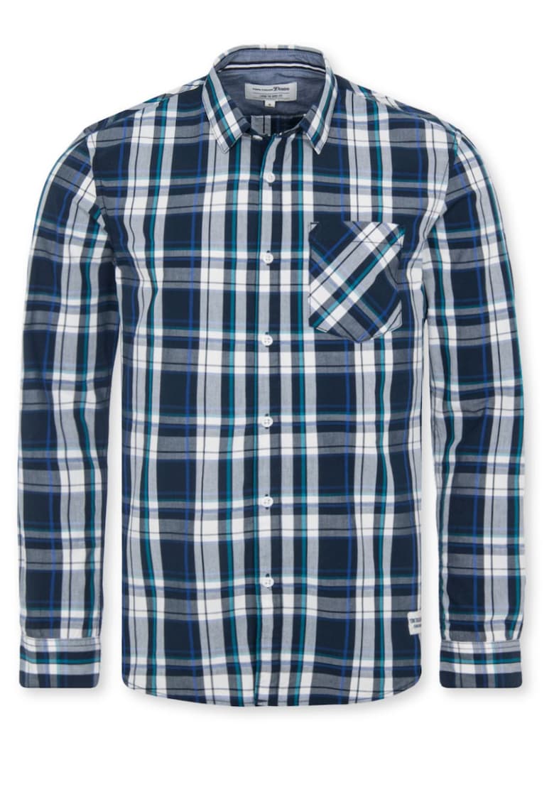 Camasa pentru barbati carouri - bumbac - maneci lungi - albastru