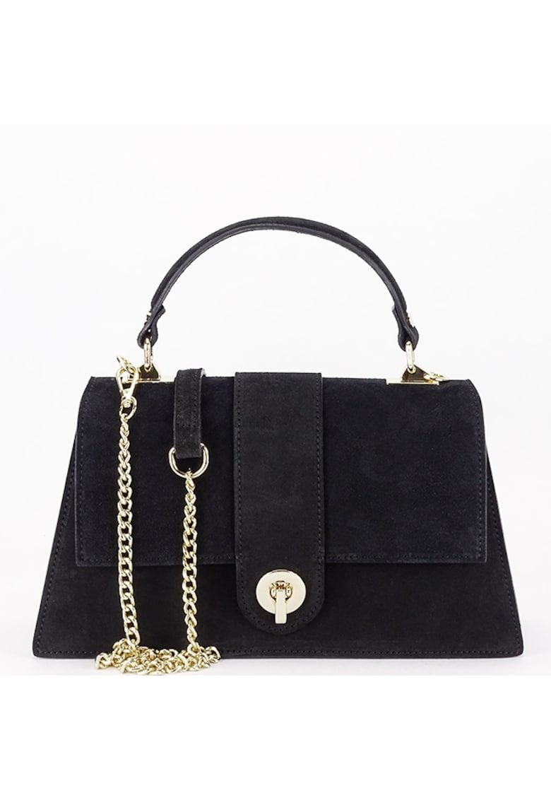 Geanta mica neagra din piele naturala intoarsa 1911 M9 18105