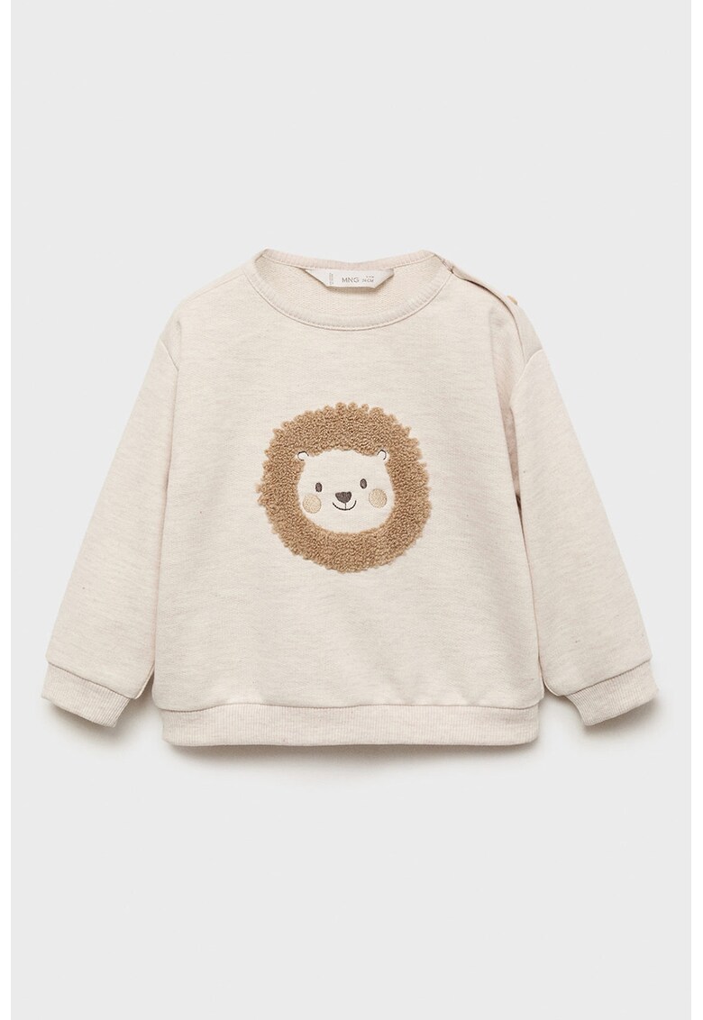 Bluza lejera de trening cu design brodat - Bej deschis