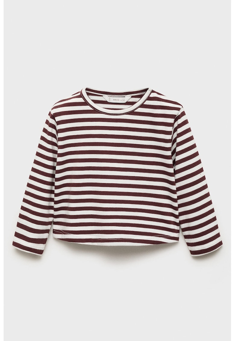 Bluza din bumbac cu dungi - Rosu inchis/Alb optic