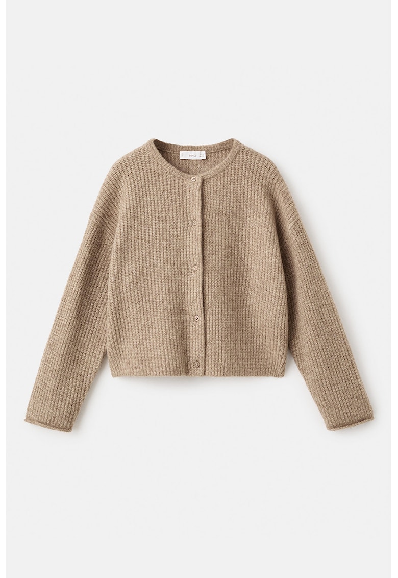 Cardigan tricotat cu nasturi - Maro inchis