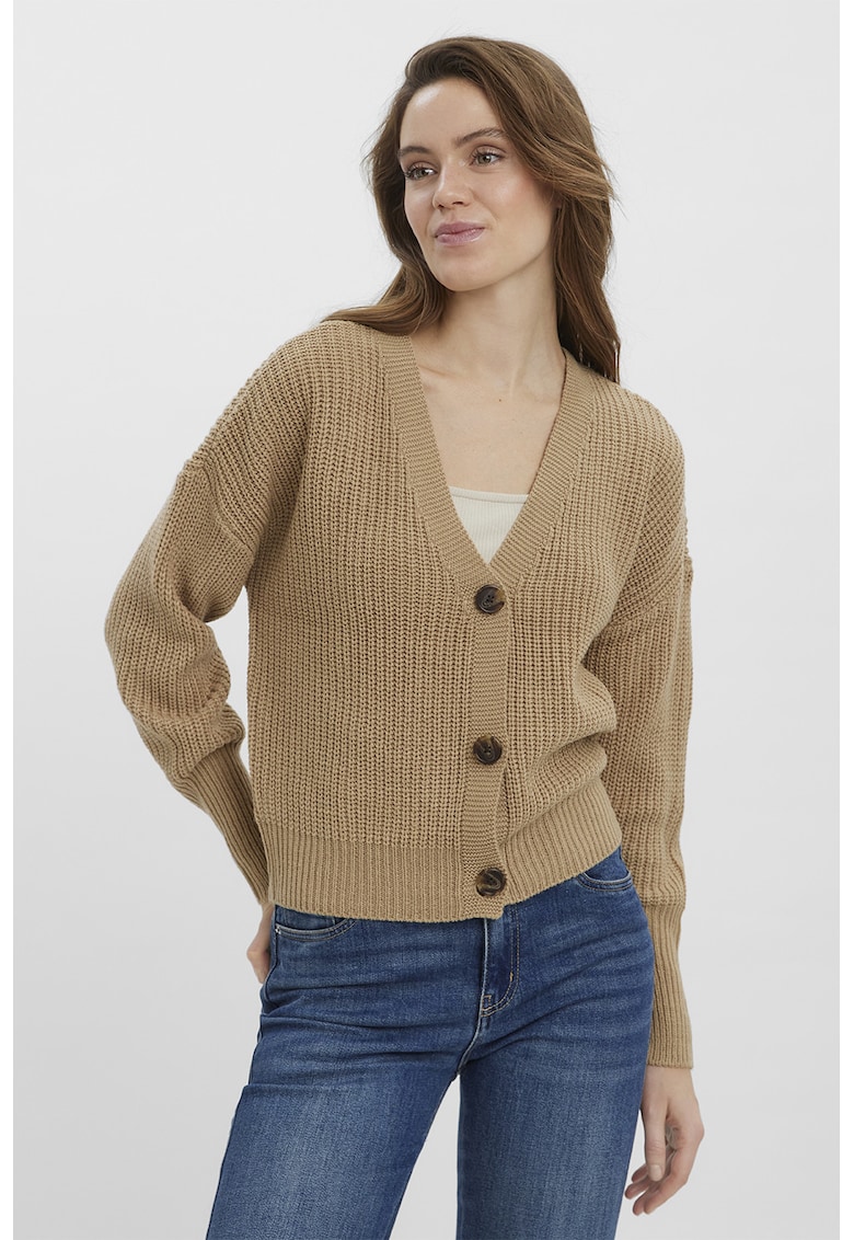 Cardigan cu decolteu in V si nasturi