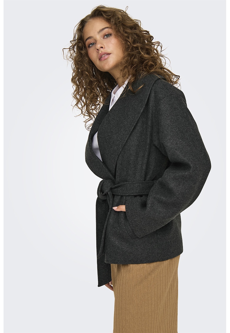 Palton scurt cu cordon in talie