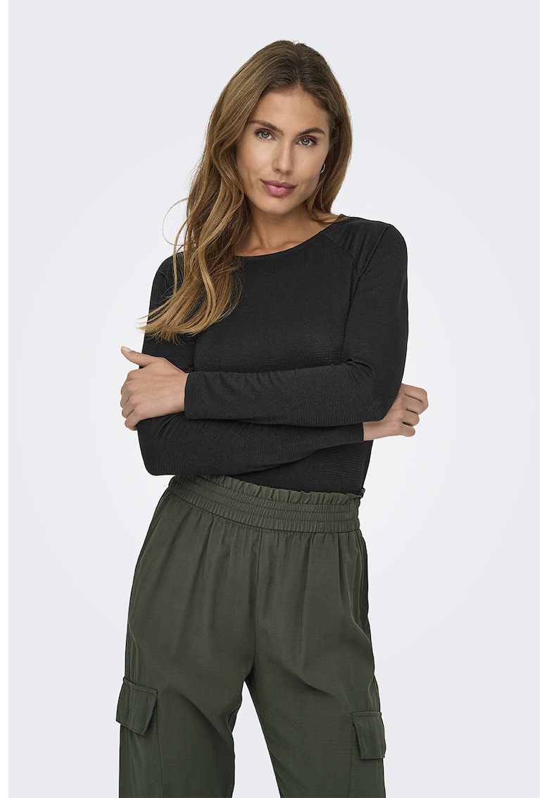 Bluza cu model uni si maneci raglan